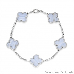Van Cleef & Arpels White Gold Chalcedony Vintage Alhambra Bracelet VCARD34700 Van Cleef & Arpels White Gold Chalcedony Vintage Alhambra Bracelet VCARD34700